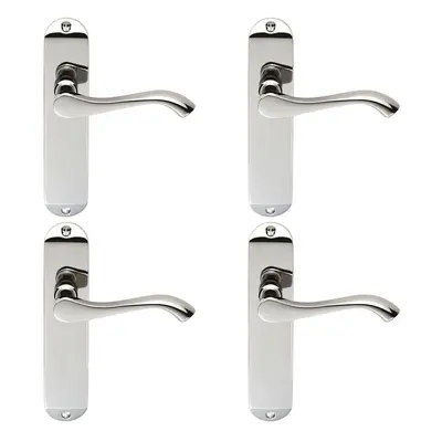 4x PAIR Scroll Lever Door Handle on Latch Backplate x 40mm Polished Chrome