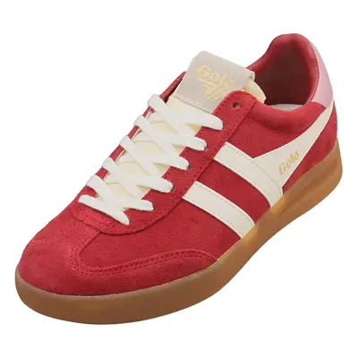 (4) Gola Cyclone Womens Fashion Trainers in Red Off White