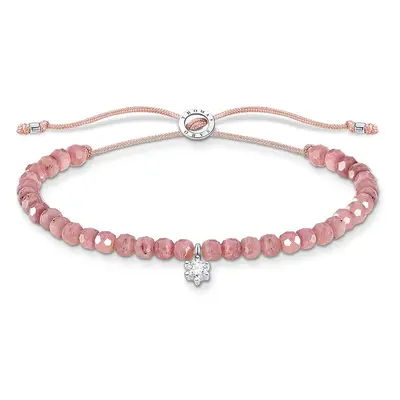 Thomas Sabo Sterling Silver Pink Pearl Bracelet with White Stone 13-20cm Length