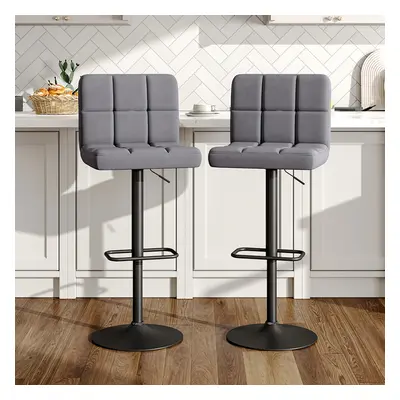 2 Pcs Velvet Upholstery Bar Stools with Low Backrest