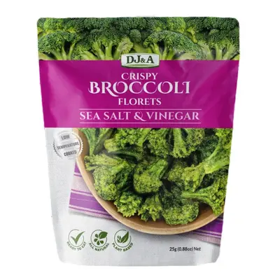 Dj&A Broccoli Florets Sea Salt & Vinegar 25g (Pack 12)