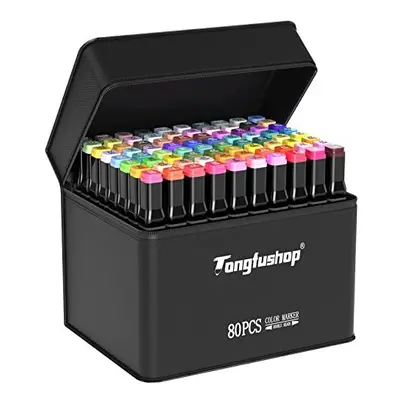 Tongfushop Colored Marker Set, Second Quickly Drying Marker Pens, Double Tip Markers for Artists