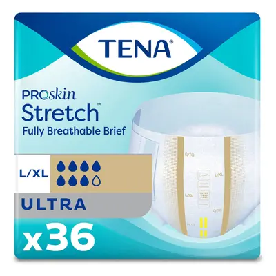 Tena Ultra Stretch Briefs Size Large/XL Case/72 (2 Bags of 36)