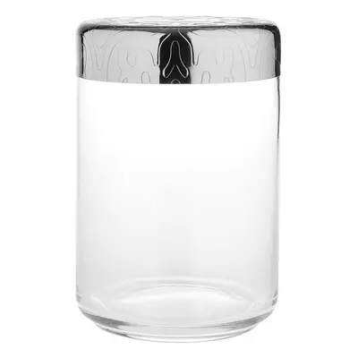 Alessi "Dressed" Glass Jar Hermetic Lid in 18/10 Stainless Steel Mirror Polished With Relief Dec