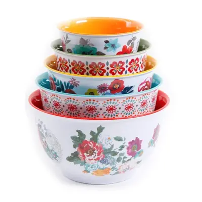 The Pioneer Woman 10-Piece Nesting Mixing Serving Bowl Set features Unique Vibrant Colors