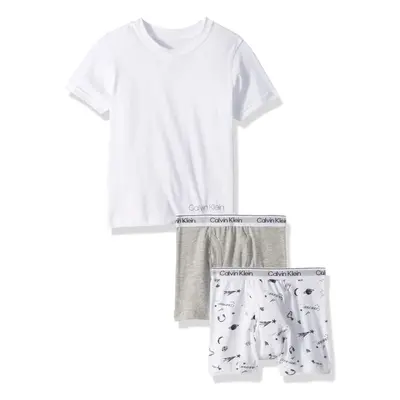 Calvin Klein Boys' Big Bundle 2BOX Brief & Tshirt ck Statement White