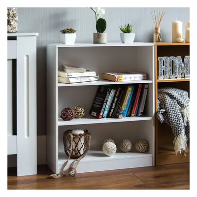 (White) Cambridge Tier Low Bookcase Wide Shelf Storage