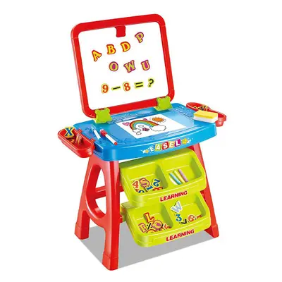 The Magic Toy Shop Childs in Learning Desk & Magnetic Easel Blackboard White Board Letters