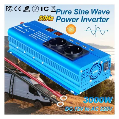 (blue, 12V 50Hz 3000W EU) 3000w (peak) Dc 12v To Ac 230v Voltage 1500w Rated Power Pure Sine Inv