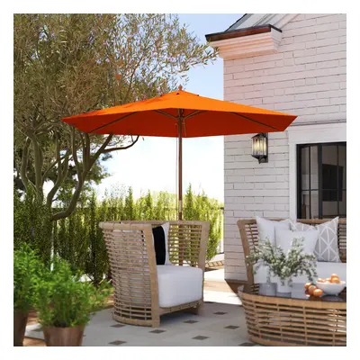 Outsunny 2.5m Wood Garden Parasol Sun Shade Outdoor Wooden Umbrella Canopy