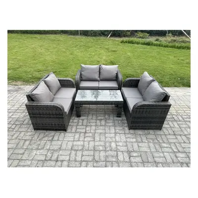 Fimous Rattan Garden Furniture Set Seater Indoor Outdoor Patio Sofa Set with Coffee Table Lovese