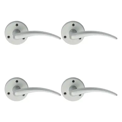 4x PAIR Slim Arched Tapered Lever on 58mm Round Rose Satin Chrome Door Handle