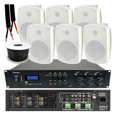 1200W LOUD Outdoor Bluetooth System 6x White Speaker Weatherproof Music Player