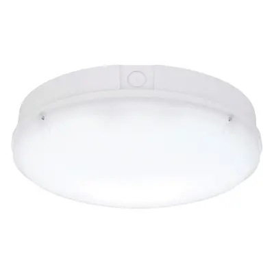 Gloss White IP65 Bulkhead Light - 18W CCT LED Module - Microwave Sensor