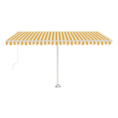 vidaXL Freestanding Manual Retractable Awning 400x350 cm Yellow/White Outdoor