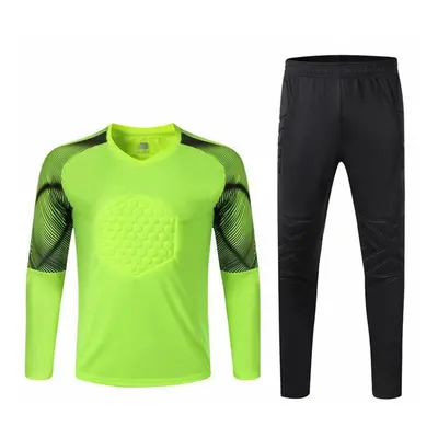 (green, S) Men&apos;s Jersey Set Long Sleeve Goalie Shirt Protective Training Uniform Goalkeeper