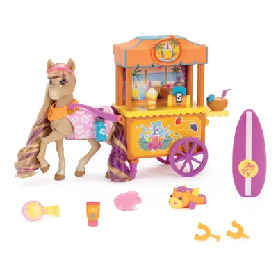 Wild Manes Horse Toys Baileys Surf & Snacks Cart Playset with Bailey Horse Doll Figure Includes 