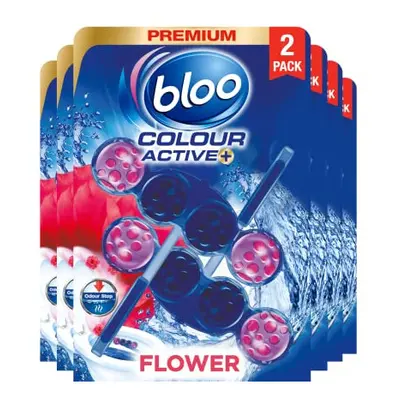 Bloo Colour Active Toilet Rim Block Fresh Flowers with Anti-Limescale, Cleaning Foam, Dirt Prote