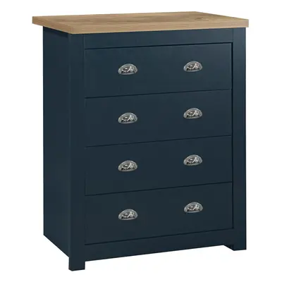 Birlea Highgate Drawer Chest - Navy Blue & Oak - Farmhouse Style