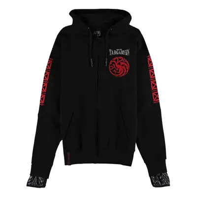 (Medium, Black) Game Of Thrones House Targaryen Crest Zipped Hoodie