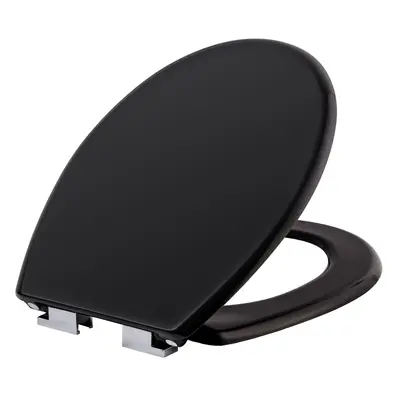 (black) Soft Close Toilet Seat Bathroom Oval Shape WC Heavy Duty Seats Anti Slam Durable