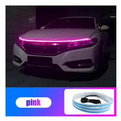 (150CM, Pink) Car LED Hood Light Strip Daytime Running Lights Flexible Waterproof DRL