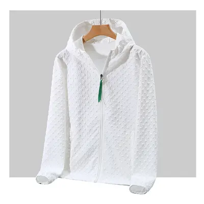 (WHITE, 6XL) Fashion Sun Protection Coat Summer for Men Hooded Quick-Drying Breathable Men's Sum