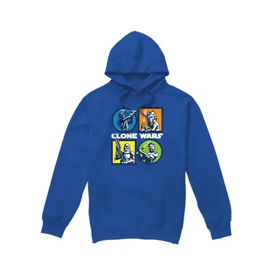 (L, Royal Blue) Star Wars: The Clone Wars Mens Grid Hoodie