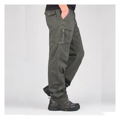 (grey,green, 5XL) Men&apos;s New Overalls Loose Straight Multi-pocket Casual Pants Outdoor Train