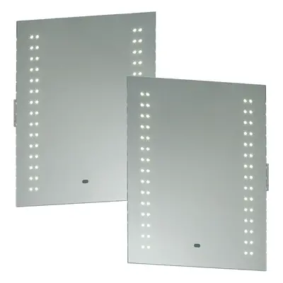 2 PACK IP44 LED Bathroom Mirror 60cm x 50cm Vanity Light Shaver Socket & Motion