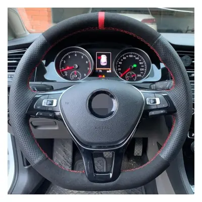 (Style 12) Carbon Fiber Black Genuine Leather Suede Car Steering Wheel Cover For Volkswagen Golf