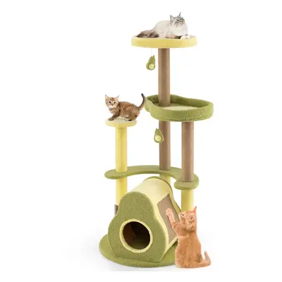 Avocado Cat Tree Multi-level Cat Tower With Private Condo-Green