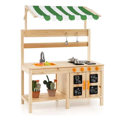 Kids Mud Kitchen Outdoor Wooden Pretend Play Kitchen With Stoves