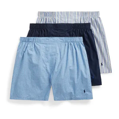 POLO RALPH LAUREN Men's Classic Fit Woven Cotton Boxers, Rimini Stripe/Cruise Navy, Muller Plaid