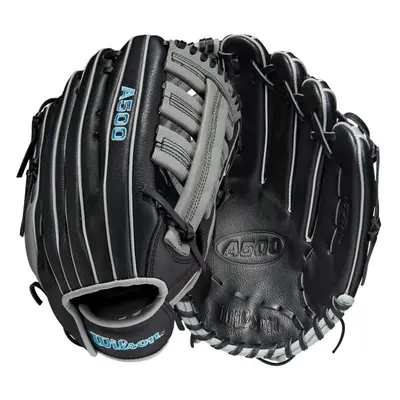 WILSON A500 12.5 Utility Youth Baseball Glove - Right Hand Throw Black/Grey/Blue