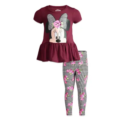 Disney Minnie Mouse Toddler Girls Peplum T-Shirt and Leggings Outfit