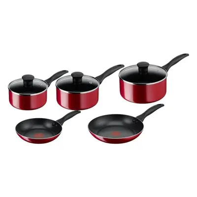 Tefal Bistro B097S544 pcs Non-Stick Cookware Pots & Pan Set, Red