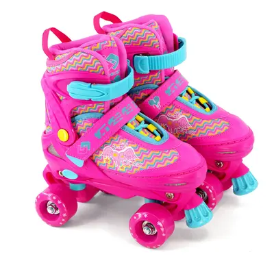 (Pink Small UK 11-1) GEEZY Kids' Adjustable 4-Wheel Roller Skates