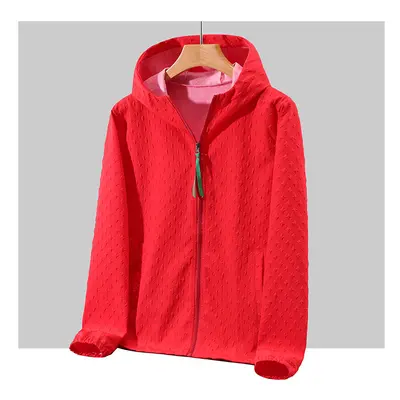 (Red, 5XL) Fashion Sun Protection Coat Summer for Men Hooded Quick-Drying Breathable Men's Summe