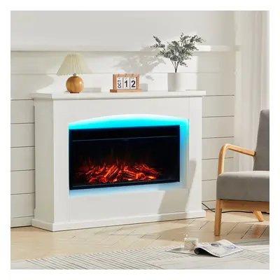 39 Inch 1500W Electric Fireplace With Ambient Light, White