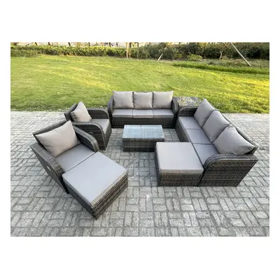 Fimous Seater Rattan Outdoor Garden Furniture Sofa Set Patio Table & Chairs Set with Seater Sofa