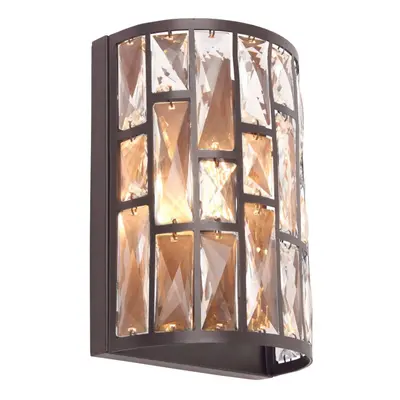 Wall Light Dark Bronze Paint & Clear Crystal 40W E14 candle Dimmable