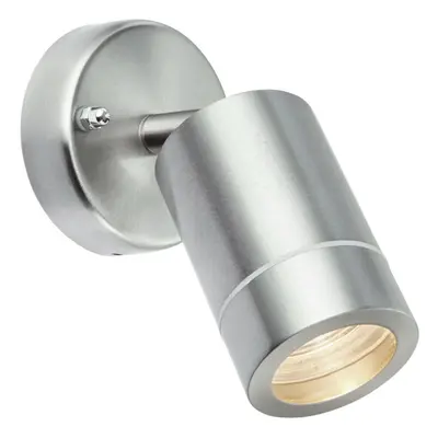 IP44 Outdoor Adjustable Spotlight Brushed Steel GU10 Dimmable Accent Downlight