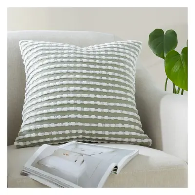 (Sage Green) Catherine Lansfield Stab Stitch Textured Filled Cushion