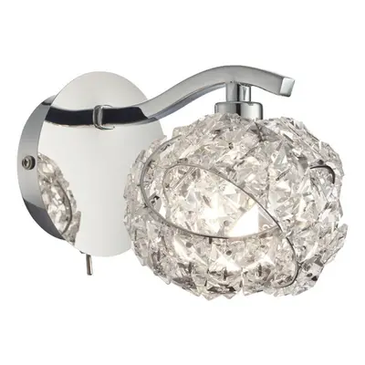 Dimming LED Wall Light Pretty Twist Crystal Knott & Chrome Modern Lamp Fitting