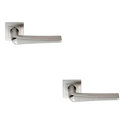 2x PAIR Square Cut Tapered Handle on Square Rose Concealed Fix Satin Steel