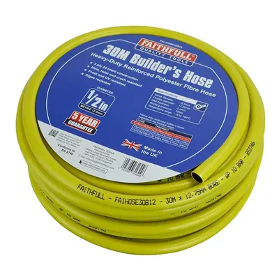 Faithfull FAIHOSE30B12 Builders Hose, Yellow, 30M 12.7mm (1/2in) Diameter