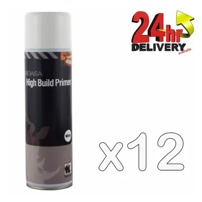 12 x Indasa White One Pack High Build Acrylic Based Primer 500ml Aerosol