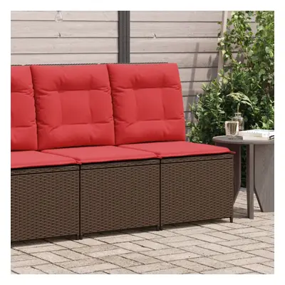 vidaXL Reclining Patio Sofa with Cushions Brown Poly Rattan