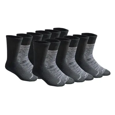 Dickies Men's Dri-Tech Essential Moisture Control Crew Socks Multipack Black Free Run Pairs Larg